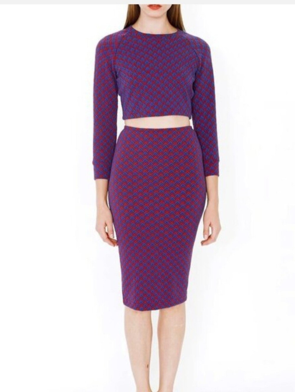 American Apparel Texture Midi Pencil Skirt